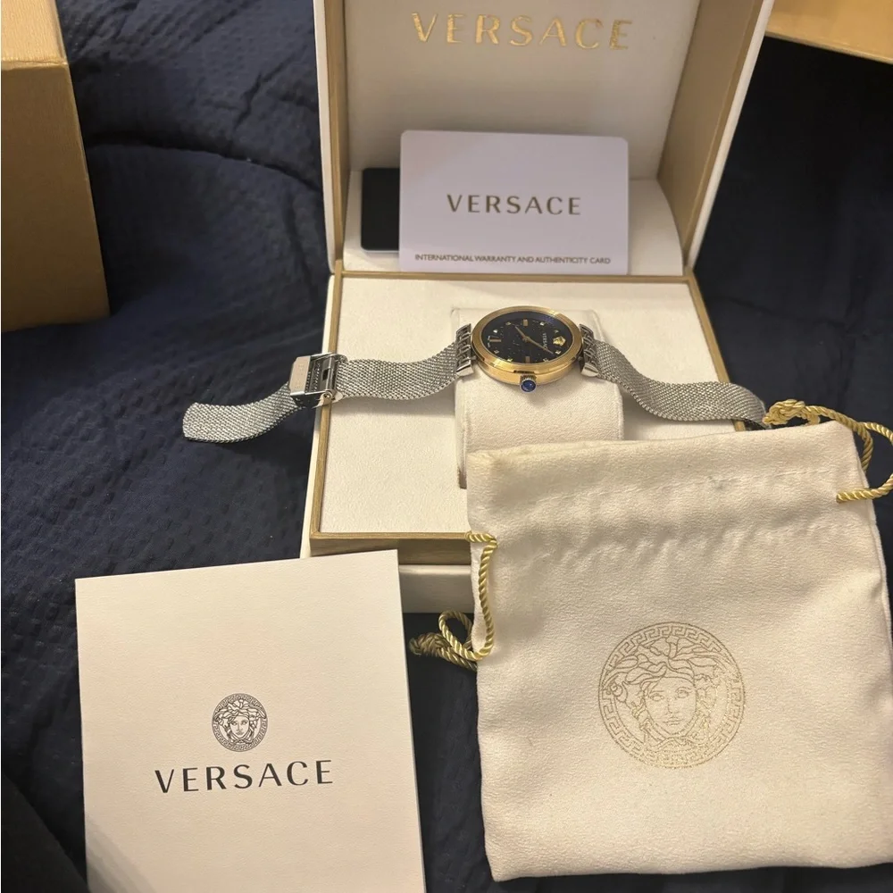 Versace women’s Gold and Silver Mesh Watch new with box